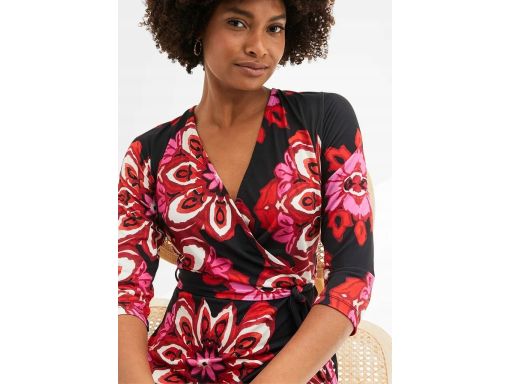 B.P.C sukienka midi asymetryczna we wzory z paskiem r.40/42