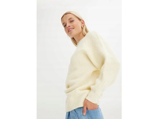 B.P.C sweter oversize ecru prążkowany 40/42.