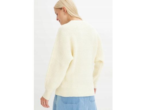 B.P.C sweter oversize ecru prążkowany 40/42.
