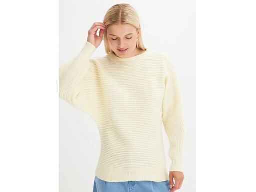 B.P.C sweter oversize ecru prążkowany 40/42.