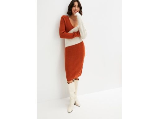 B.P.C dzianinowa sukienka brązowo-beżowa 44/46.