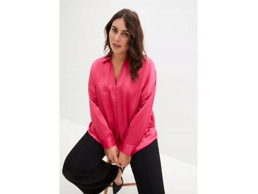 B.P.C satynowa malinowa bluzka z kołnierzykiem 38.