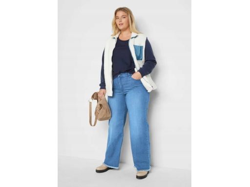 B.P.C jeansy ze stretchem wide leg postrzępione nogawki r.50