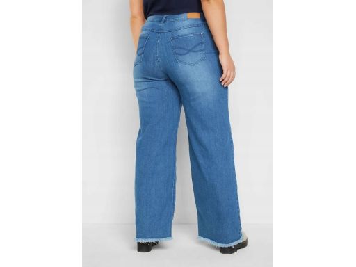 B.P.C jeansy ze stretchem wide leg postrzępione nogawki r.50