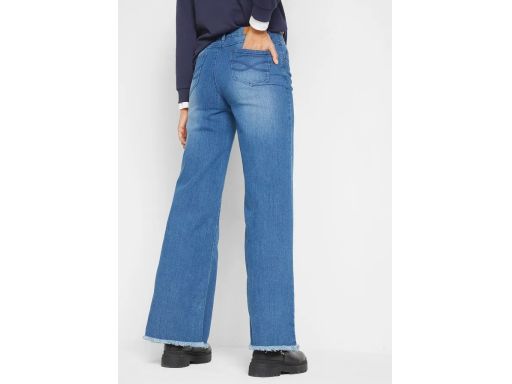 B.P.C jeansy ze stretchem wide leg postrzępione nogawki r.50