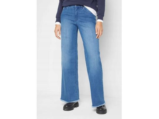 B.P.C jeansy ze stretchem wide leg postrzępione nogawki r.50