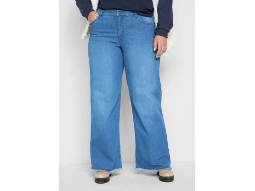 B.P.C jeansy ze stretchem wide leg postrzępione nogawki r.50