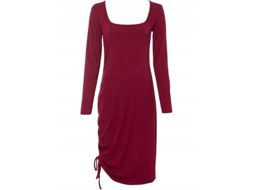 B.P.C prążkowana sukienka midi bordowa r.36/38