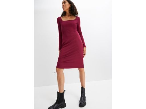 B.P.C prążkowana sukienka midi bordowa r.36/38