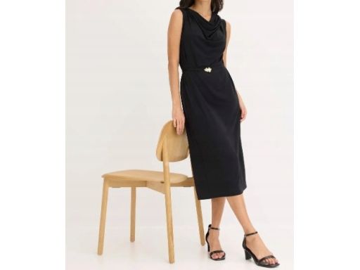 B.P.C sukienka czarna midi z aplikacją złotą r.40/42