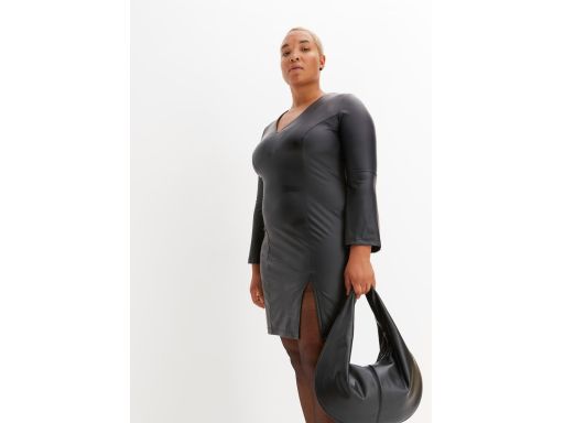 B.P.C czarna sukienka z eko skóry ^36/38