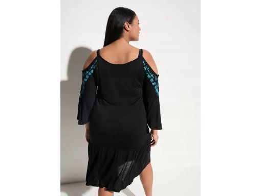 B.P.C sukienka plażowa czarna z niebieskim nadrukiem z wycięciami r.44