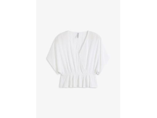 B.P.C bluzka z krepy z założeniem kopertowym śmietankowa r.40