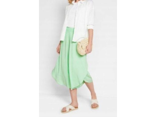 B.P.C zielone kuloty spodnie 3/4 asymetryczne z rozcięciami ^48