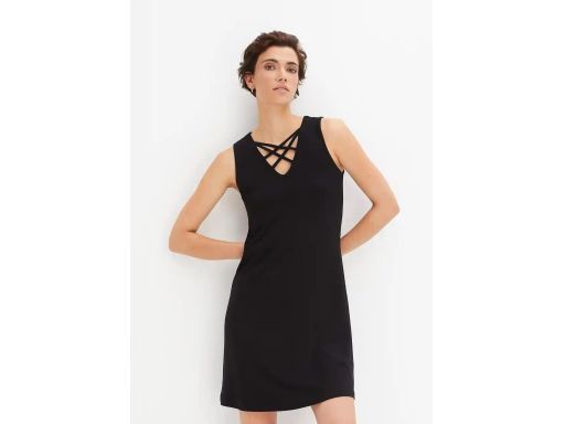 B.P.C sukienka dżersejowa czarna ze sznurowaniem r.40/42