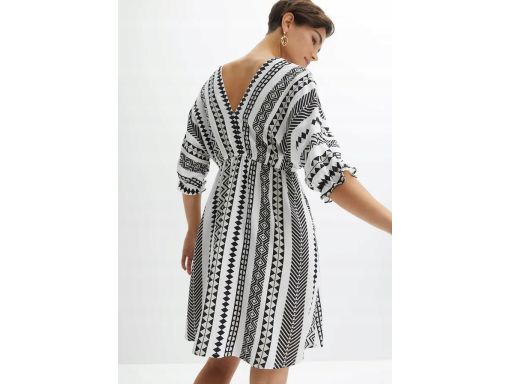 B.P.C sukienka z wiskozy we wzory z dużym dekoltem r.42