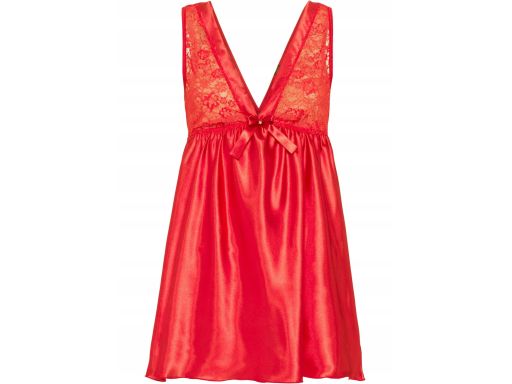 B.P.C koszula nocna babydoll satynowa czerwona z koronką 44/46.