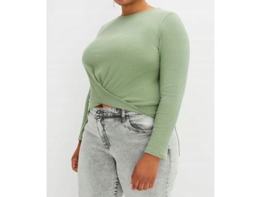 B.P.C bluzka miętowa prążek z marszczeniem ^52/54