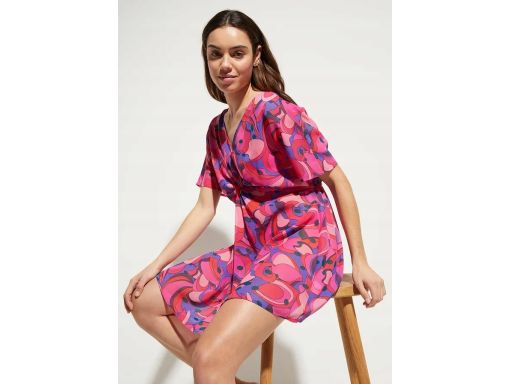 B.P.C szyfonowa tunika plażowa kolorowa we wzory r.48/50