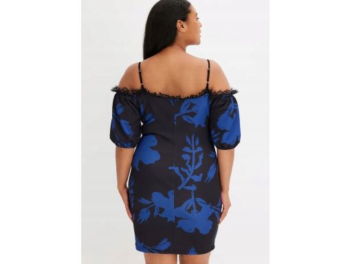 B.P.C sukienka ołówkowa na ramiączka z koronką i rękawkami 36/38.