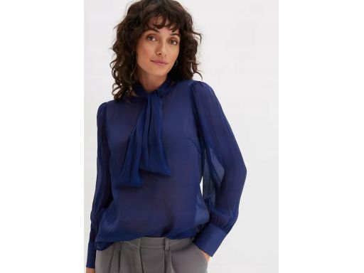 B.P.C bluzka z krawatką połyskująca satyna granatowa ^46
