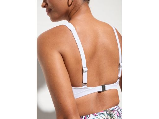 B.P.C bikini top biały i figi z wysokim stanem we wzory liście ^40