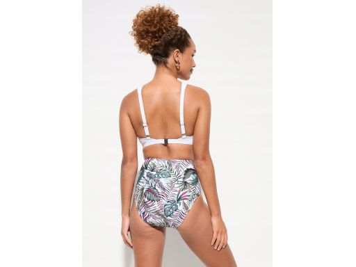 B.P.C bikini top biały i figi z wysokim stanem we wzory liście ^40