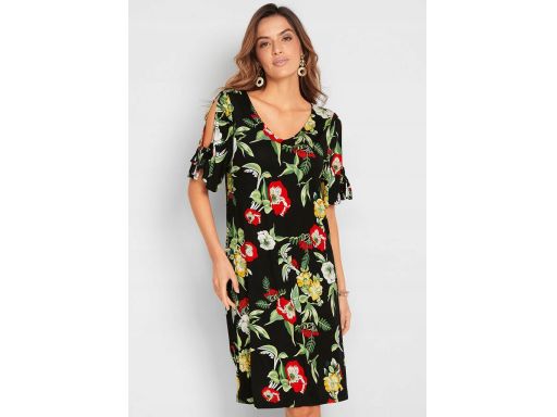 B.P.C sukienka w kwiaty rozcięte rękawy ^36/38