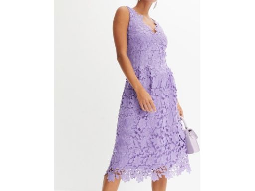 B.P.C koronkowa sukienka fioletowa z ażurowej koronki ^44