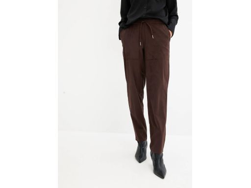 B.P.C spodnie joggery ze sztucznej skóry zamszowej brązowe 38.