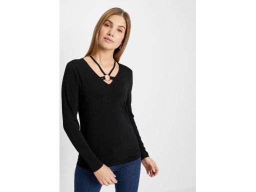 B.P.C bluzka czarna z kółeczkiem i paskami 40/42.