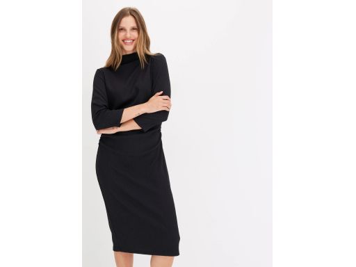 B.P.C czarna sukienka shirtowa midi z krepy r.40/42