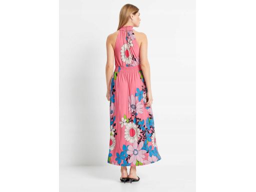 B.P.C długa sukienka różowa maxi w kwiaty odkryte ramiona 40/42.