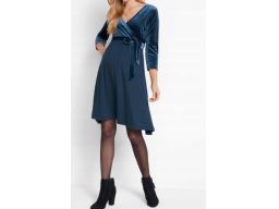 B.P.C ciążowa sukienka granatowa z aksamitną górą ^32/34