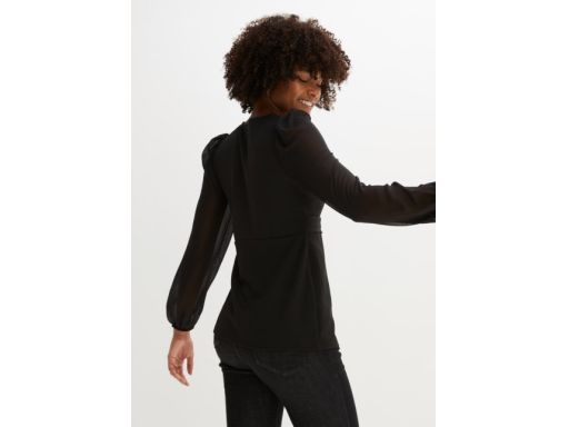 B.P.C bluzka czarna szyfonowa z aplikacją r.32/34