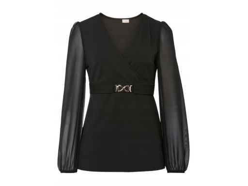 B.P.C bluzka czarna szyfonowa z aplikacją r.32/34