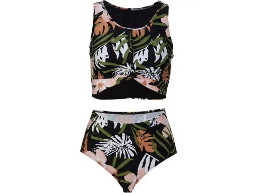 B.P.C. bikini figi wysoki stan top bustier we wzory roślinne ^38