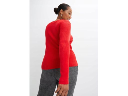 B.P.C bluzka dzianinowa z wycięciem czerwona prążkowana r.52/54