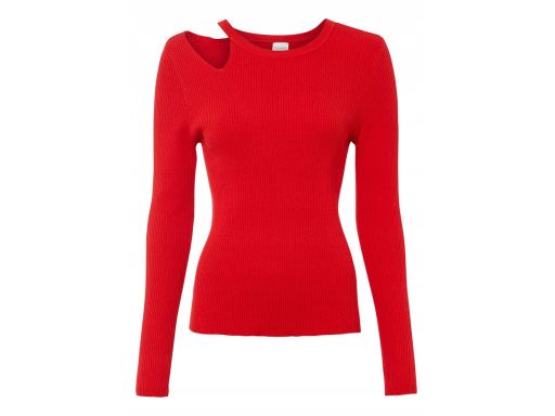 B.P.C bluzka dzianinowa z wycięciem czerwona prążkowana r.52/54