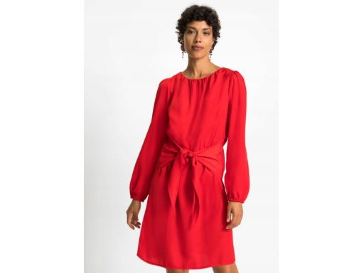 B.P.C atrakcyjna sukienka satynowa czerwona z przewiązaniem 40.