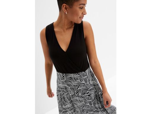 B.P.C. sukienka maxi czarna z białym wzorem 36/38.