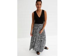 B.P.C. sukienka maxi czarna z białym wzorem 36/38.