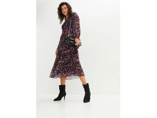 B.P.C sukienka siateczkowa midi wzory z falbanami ^40/42