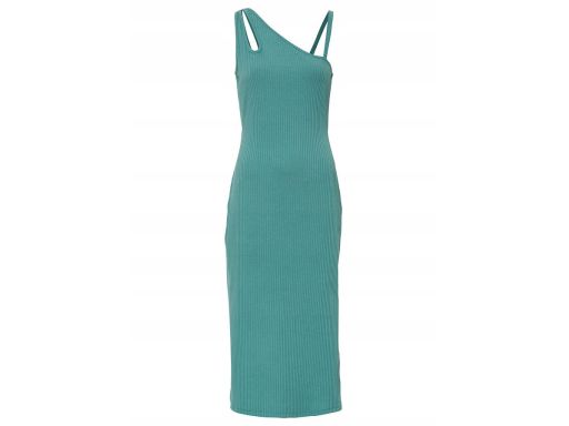 B.P.C szałwiowa sukienka z ozdobnym wycięciem prążkowana ^44/46