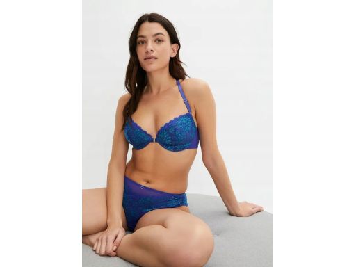 B.P.C biustonosz usztywniany na fiszbinach niebiesko-szmaragdowy r.90D