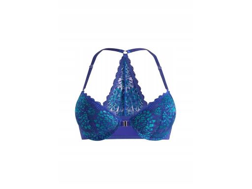 B.P.C biustonosz usztywniany na fiszbinach niebiesko-szmaragdowy r.90D