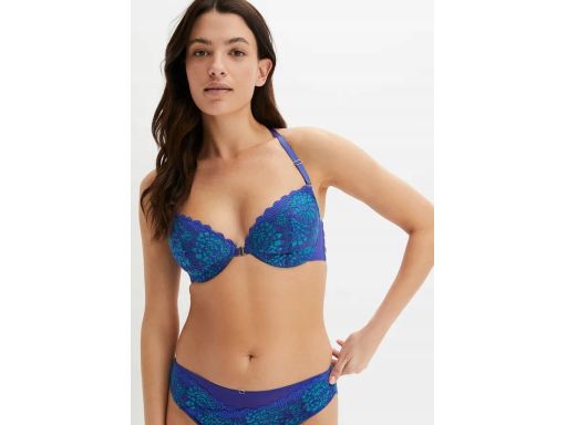 B.P.C biustonosz usztywniany na fiszbinach niebiesko-szmaragdowy r.90D