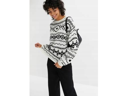 B.P.C sweter biały z norweskim wzorem r.48/50