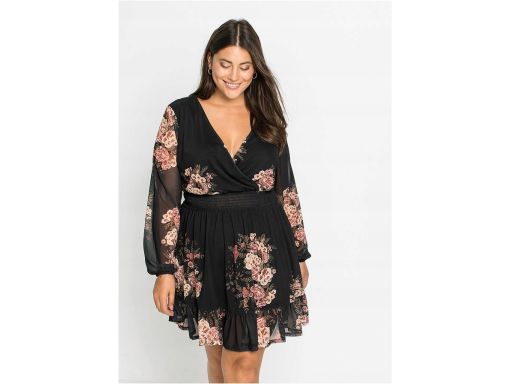 B.P.C sukienka szyfonowa czarna w kwiaty ^32/34