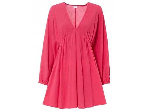 B.P.C sukienka różowa z krepy z balonowymi rękawami 42.